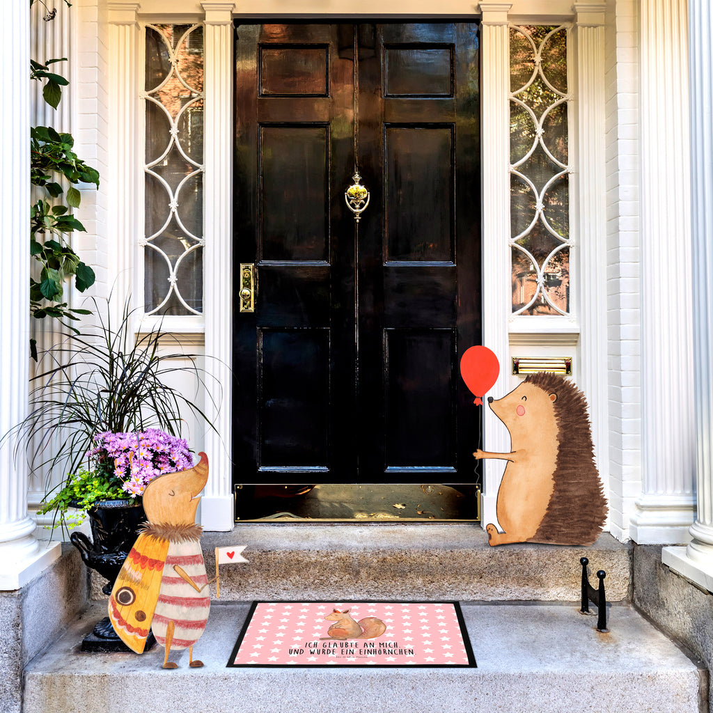 Fußmatte Einhörnchen Glaube Einhorn, Einhörner, Einhörnchen, Eichhörnchen, Eichhorn Türvorleger, Schmutzmatte, Fußabtreter, Matte, Schmutzfänger, Fußabstreifer, Schmutzfangmatte, Türmatte, Motivfußmatte,  Haustürmatte, Vorleger  Einhorn, Einhörner, Einhorn Deko, Pegasus, Unicorn