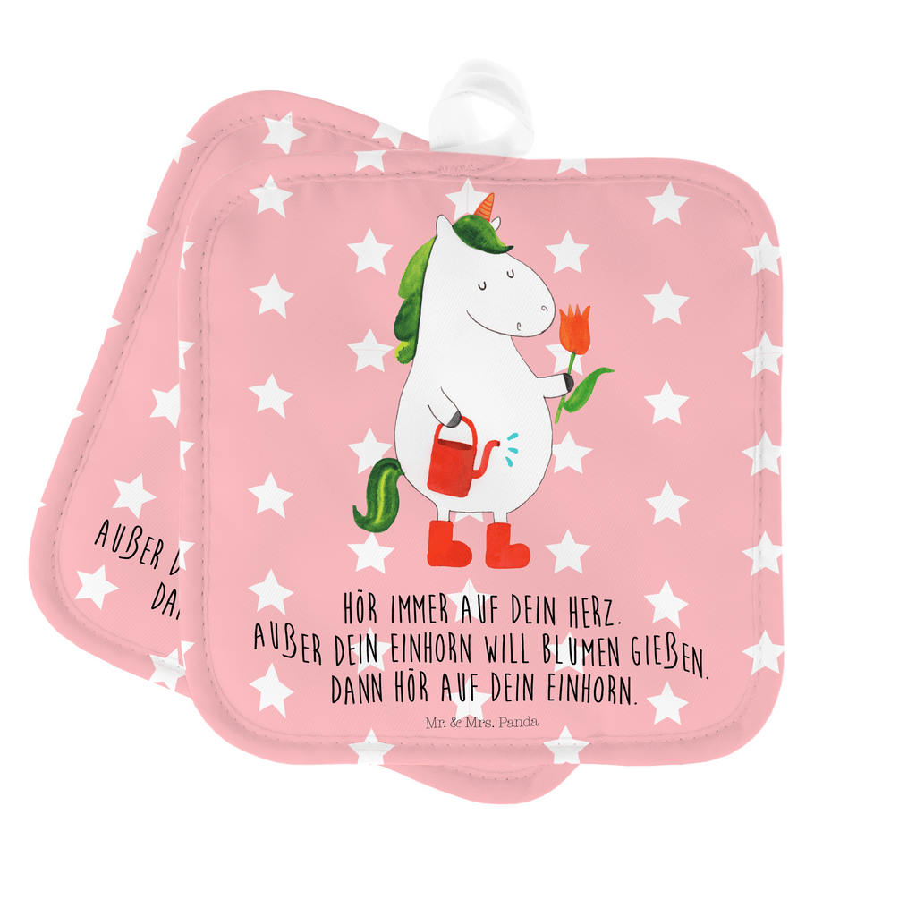 2er Set Topflappen  Einhorn Gärtner Topflappen, Topfuntersetzer, Ofenhandschuh, Topflappen Set, Topflappen lustig, Topflappen mit Spruch, Einhorn, Einhörner, Einhorn Deko, Pegasus, Unicorn, Luftballon, Gießkanne, Giesskanne, Lebenslust, Freude, Blume, Freundin, Garten, Stiefel