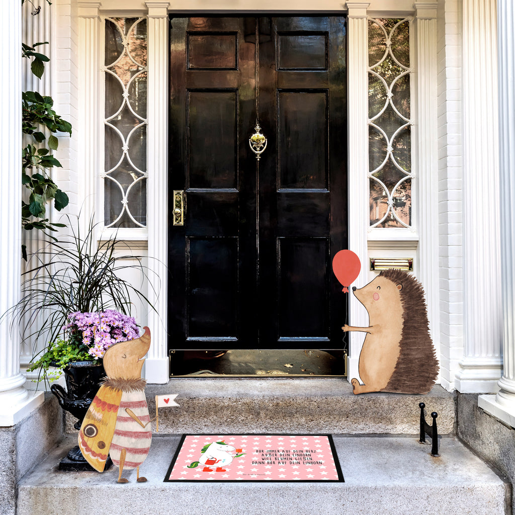 Fußmatte Einhorn Gärtner Einhorn, Einhörner, Unicorn, Luftballon, Gießkanne, Giesskanne, Lebenslust, Freude, Blume, Freundin, Garten, Stiefel Türvorleger, Schmutzmatte, Fußabtreter, Matte, Schmutzfänger, Fußabstreifer, Schmutzfangmatte, Türmatte, Motivfußmatte,  Haustürmatte, Vorleger  Einhorn, Einhörner, Einhorn Deko, Pegasus, Unicorn