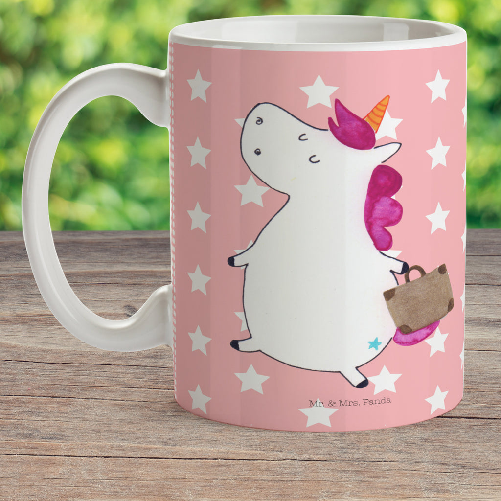 Kindertasse Einhorn Koffer Kunststoff Tasse, Kindergarten, Tasse, Trinkbecher, Camping Becher, Kaffeetasse, Kunststoffbecher, Kindergartenbecher, Outdoorgeschirr, Kunststoffgeschirr, Reisebecher, Reisetasse, Kinderbecher, Einhorn, Einhörner, Einhorn Deko, Pegasus, Unicorn, unicorn, Koffer, Verreisen, Reise, Gepäck, Abenteuer, Erwachsen, Kind, albern, Spaß, lustig, witzig