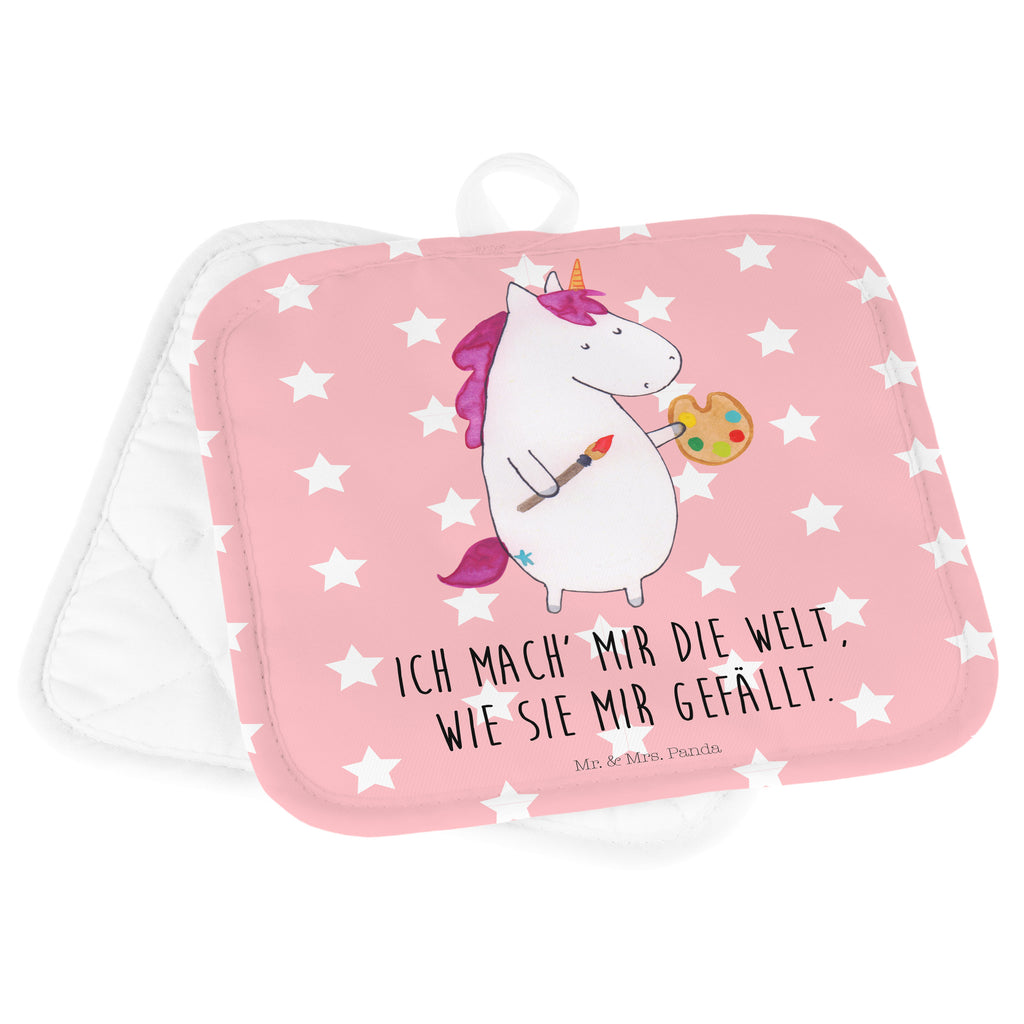 2er Set Topflappen  Einhorn Künstler Topflappen, Topfuntersetzer, Ofenhandschuh, Topflappen Set, Topflappen lustig, Topflappen mit Spruch, Einhorn, Einhörner, Einhorn Deko, Pegasus, Unicorn, Englisch, Künstler, Artist, Malen, Zeichnen, Welt, Farbe, Stift, Pinsel, Geschenk, Maler