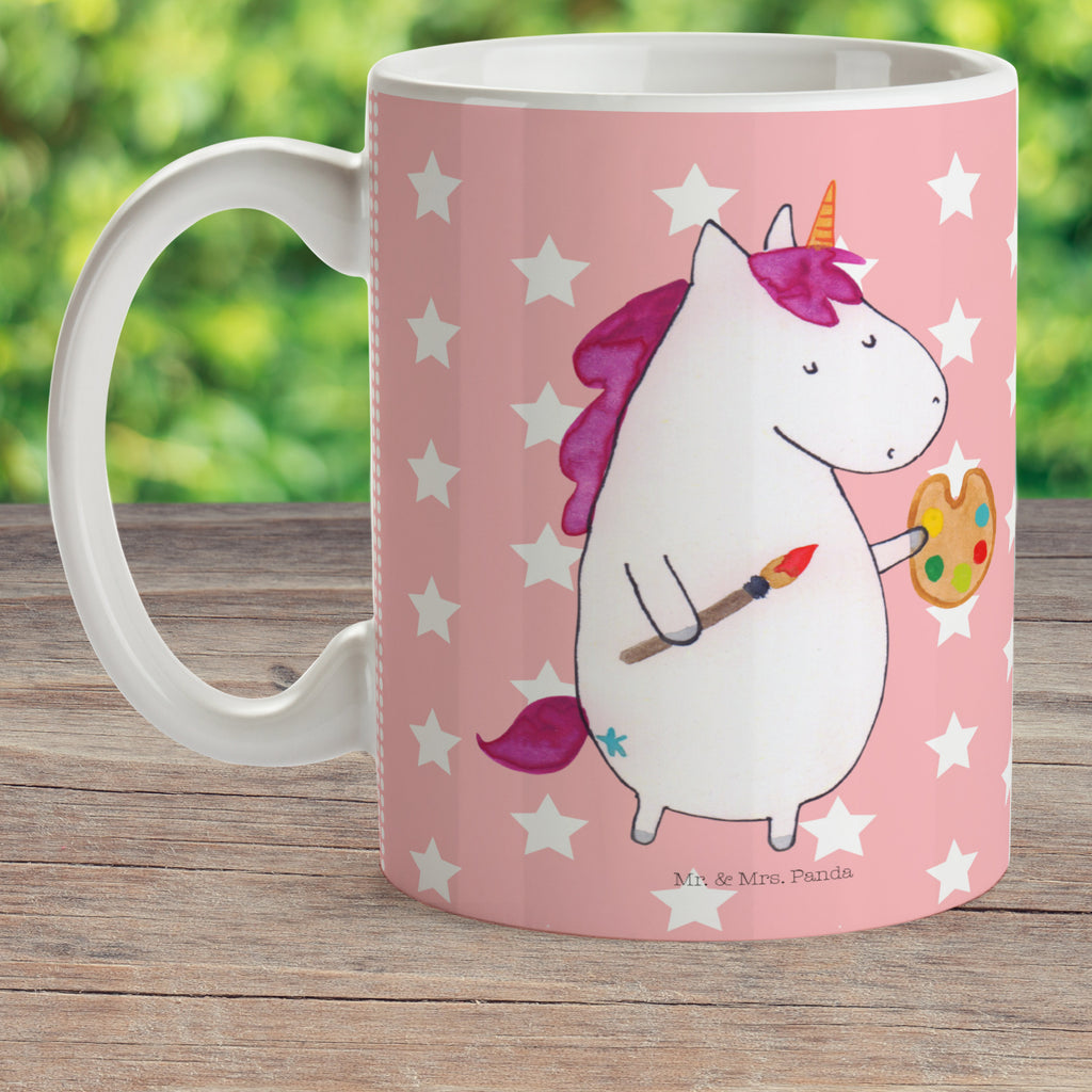 Kindertasse Einhorn Künstler Kunststoff Tasse, Kindergarten, Tasse, Trinkbecher, Camping Becher, Kaffeetasse, Kunststoffbecher, Kindergartenbecher, Outdoorgeschirr, Kunststoffgeschirr, Reisebecher, Reisetasse, Kinderbecher, Einhorn, Einhörner, Einhorn Deko, Pegasus, Unicorn, Englisch, Künstler, Artist, Malen, Zeichnen, Welt, Farbe, Stift, Pinsel, Geschenk, Maler