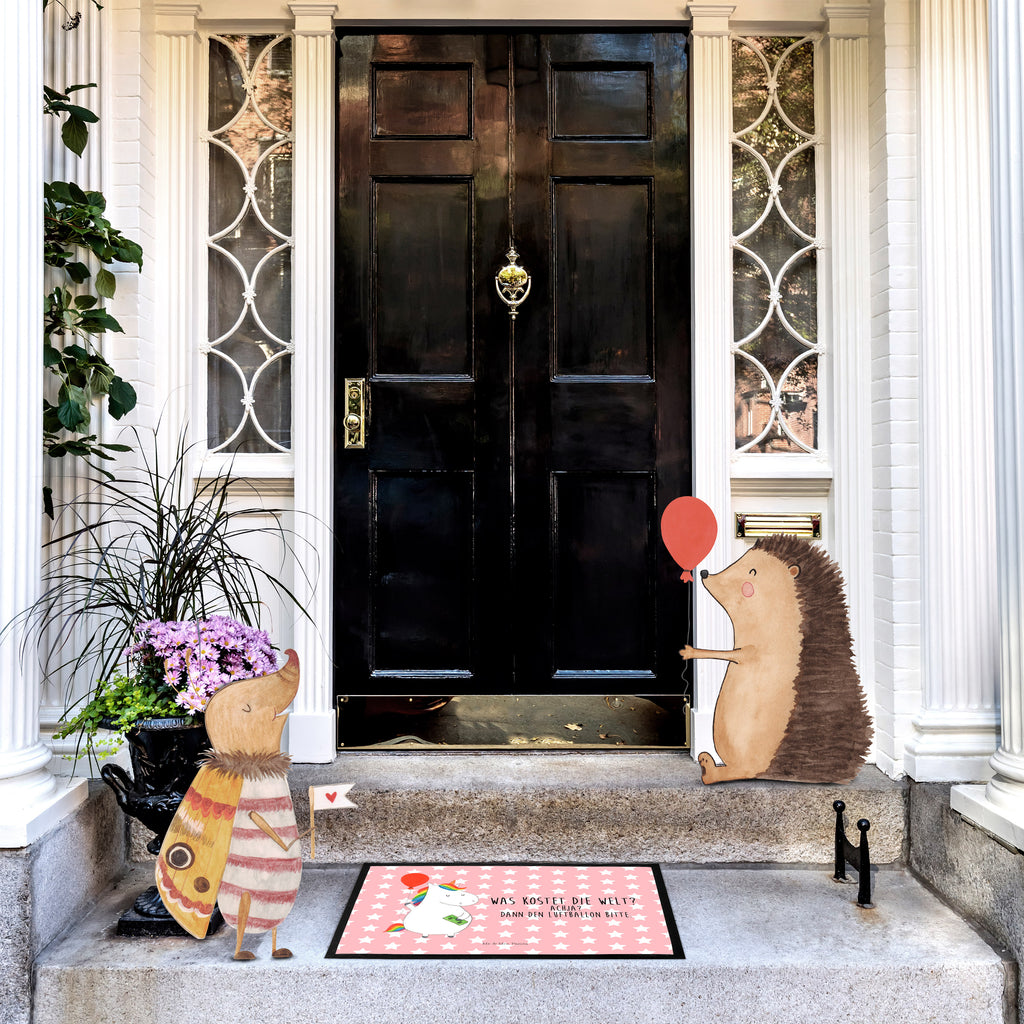 Fußmatte Einhorn Luftballon Einhorn, Einhörner, Unicorn, Luftballon, Geld, Lebenslust, Freude, Geschenk, Freundin	 Türvorleger, Schmutzmatte, Fußabtreter, Matte, Schmutzfänger, Fußabstreifer, Schmutzfangmatte, Türmatte, Motivfußmatte,  Haustürmatte, Vorleger  Einhorn, Einhörner, Einhorn Deko, Pegasus, Unicorn