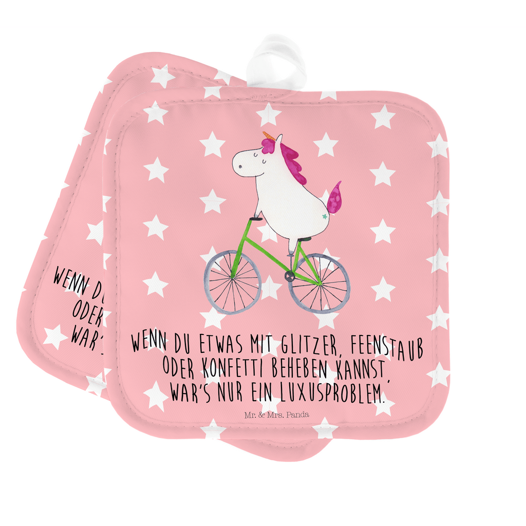 2er Set Topflappen  Einhorn Radfahrer Topflappen, Topfuntersetzer, Ofenhandschuh, Topflappen Set, Topflappen lustig, Topflappen mit Spruch, Einhorn, Einhörner, Einhorn Deko, Pegasus, Unicorn, Radfahren, Radfahrer, Rad, Bike, Feenstaub, Konfetti, Luxusproblem, Kummer, Liebeskummer