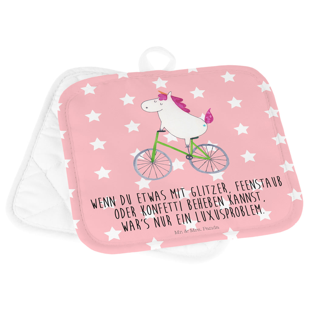 2er Set Topflappen  Einhorn Radfahrer Topflappen, Topfuntersetzer, Ofenhandschuh, Topflappen Set, Topflappen lustig, Topflappen mit Spruch, Einhorn, Einhörner, Einhorn Deko, Pegasus, Unicorn, Radfahren, Radfahrer, Rad, Bike, Feenstaub, Konfetti, Luxusproblem, Kummer, Liebeskummer