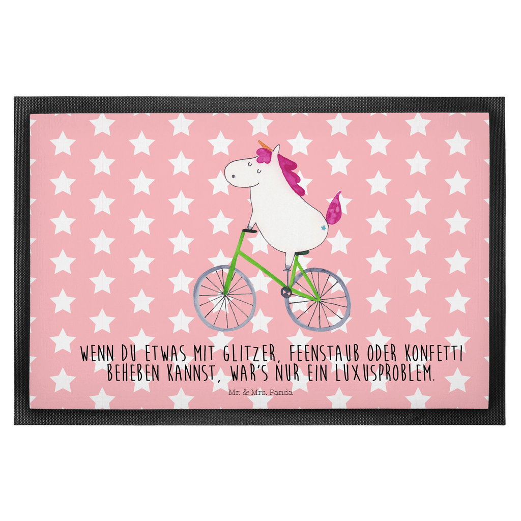 Fußmatte Einhorn Radfahrer Türvorleger, Schmutzmatte, Fußabtreter, Matte, Schmutzfänger, Fußabstreifer, Schmutzfangmatte, Türmatte, Motivfußmatte, Haustürmatte, Vorleger, Einhorn, Einhörner, Einhorn Deko, Pegasus, Unicorn, Radfahren, Radfahrer, Rad, Bike, Feenstaub, Konfetti, Luxusproblem, Kummer, Liebeskummer