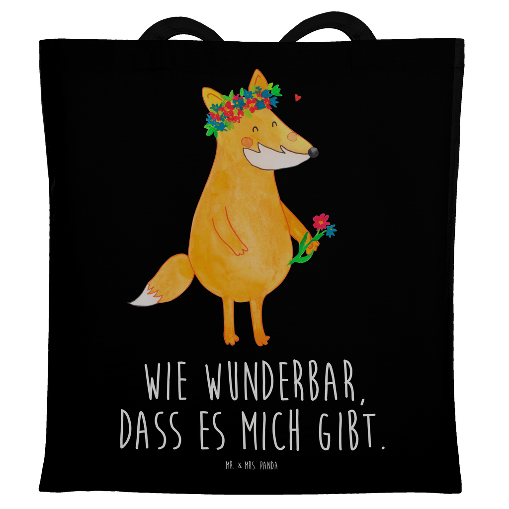 Tragetasche Fuchs Blumenliebe Beuteltasche, Beutel, Einkaufstasche, Jutebeutel, Stoffbeutel, Fuchs, Füchse, Fox, Liebe, Freundin, Fuchsmädchen, Blumenmädchen, Freundinnen, Liebesbeweis, Blume, Blumen, Motivation, Freude, ich, mich, Selbstliebe