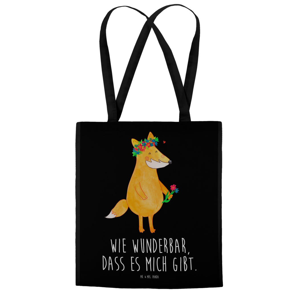 Tragetasche Fuchs Blumenliebe Beuteltasche, Beutel, Einkaufstasche, Jutebeutel, Stoffbeutel, Fuchs, Füchse, Fox, Liebe, Freundin, Fuchsmädchen, Blumenmädchen, Freundinnen, Liebesbeweis, Blume, Blumen, Motivation, Freude, ich, mich, Selbstliebe