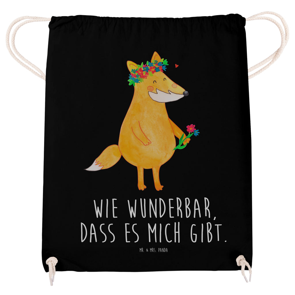 Sportbeutel Fuchs Blumenliebe Turnbeutel, Beutel, Sporttasche, Tasche, Stoffbeutel, Fuchs, Füchse, Fox, Liebe, Freundin, Fuchsmädchen, Blumenmädchen, Freundinnen, Liebesbeweis, Blume, Blumen, Motivation, Freude, ich, mich, Selbstliebe