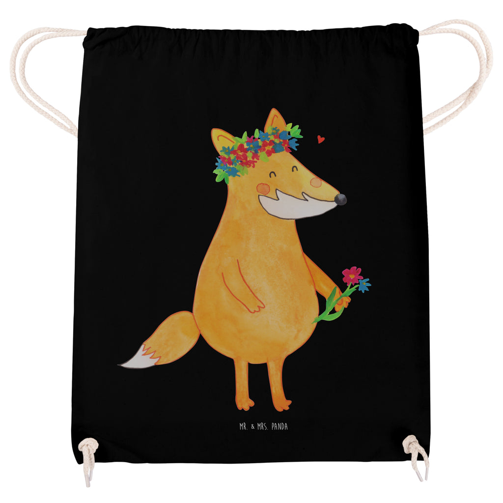 Sportbeutel Fuchs Blumenliebe Turnbeutel, Beutel, Sporttasche, Tasche, Stoffbeutel, Fuchs, Füchse, Fox, Liebe, Freundin, Fuchsmädchen, Blumenmädchen, Freundinnen, Liebesbeweis, Blume, Blumen, Motivation, Freude, ich, mich, Selbstliebe