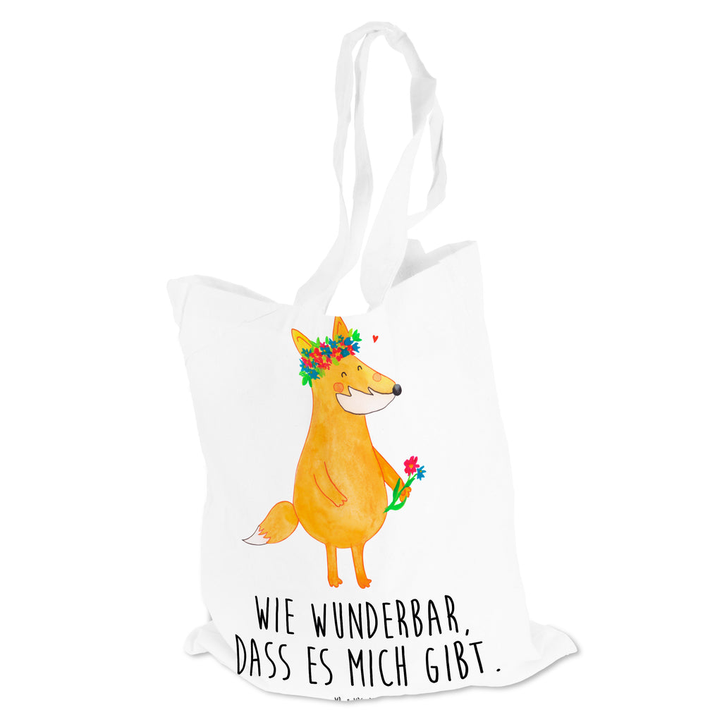 Tragetasche Fuchs Blumenliebe Beuteltasche, Beutel, Einkaufstasche, Jutebeutel, Stoffbeutel, Fuchs, Füchse, Fox, Liebe, Freundin, Fuchsmädchen, Blumenmädchen, Freundinnen, Liebesbeweis, Blume, Blumen, Motivation, Freude, ich, mich, Selbstliebe