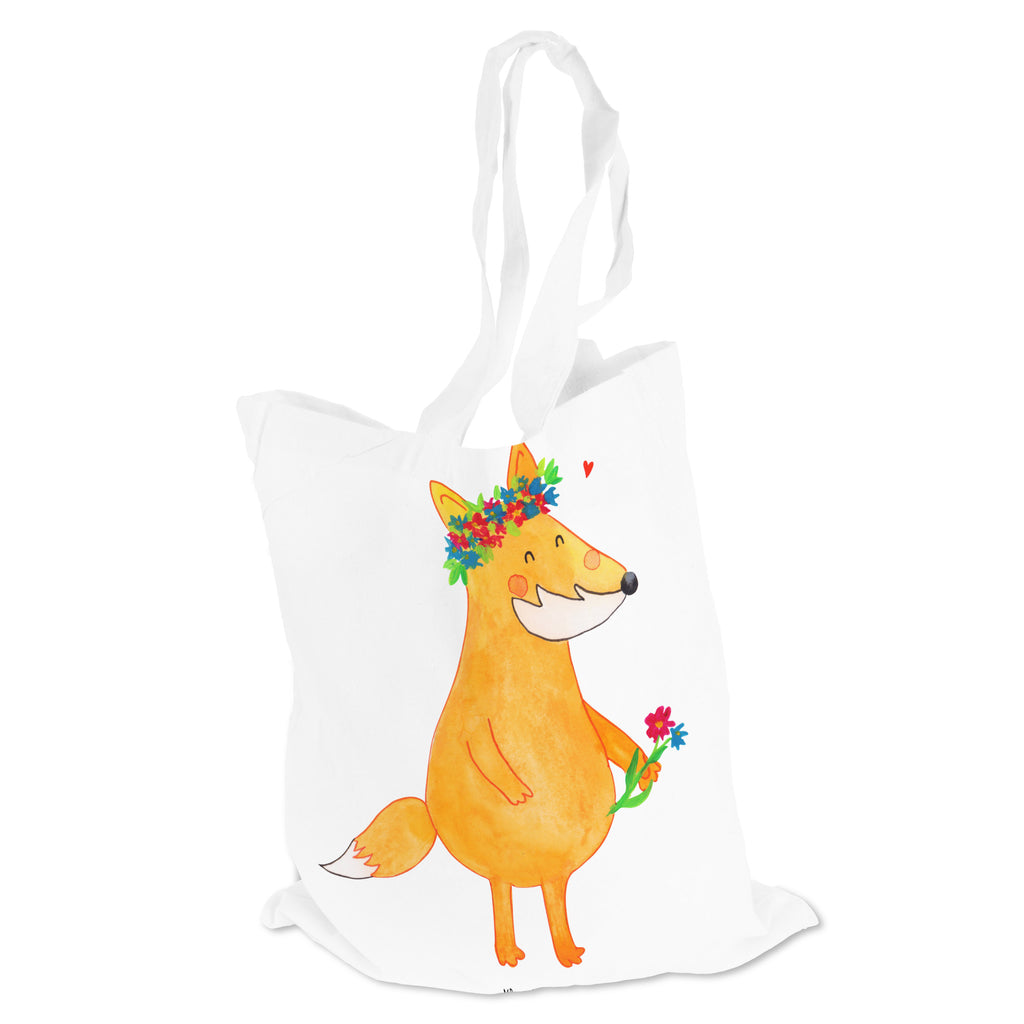 Tragetasche Fuchs Blumenliebe Beuteltasche, Beutel, Einkaufstasche, Jutebeutel, Stoffbeutel, Fuchs, Füchse, Fox, Liebe, Freundin, Fuchsmädchen, Blumenmädchen, Freundinnen, Liebesbeweis, Blume, Blumen, Motivation, Freude, ich, mich, Selbstliebe