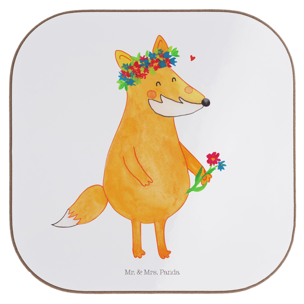 Quadratische Untersetzer Fuchs Blumenliebe Bierdeckel, Glasuntersetzer, Untersetzer Gläser, Getränkeuntersetzer, Fuchs, Füchse, Fox, Liebe, Freundin, Fuchsmädchen, Blumenmädchen, Freundinnen, Liebesbeweis, Blume, Blumen, Motivation, Freude, ich, mich, Selbstliebe
