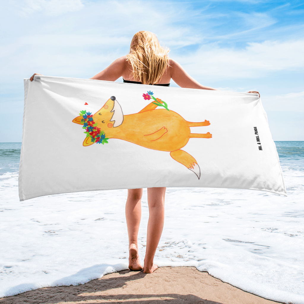 XL Badehandtuch Fuchs Blumenliebe Handtuch, Badetuch, Duschtuch, Strandtuch, Saunatuch, Fuchs, Füchse, Fox, Liebe, Freundin, Fuchsmädchen, Blumenmädchen, Freundinnen, Liebesbeweis, Blume, Blumen, Motivation, Freude, ich, mich, Selbstliebe