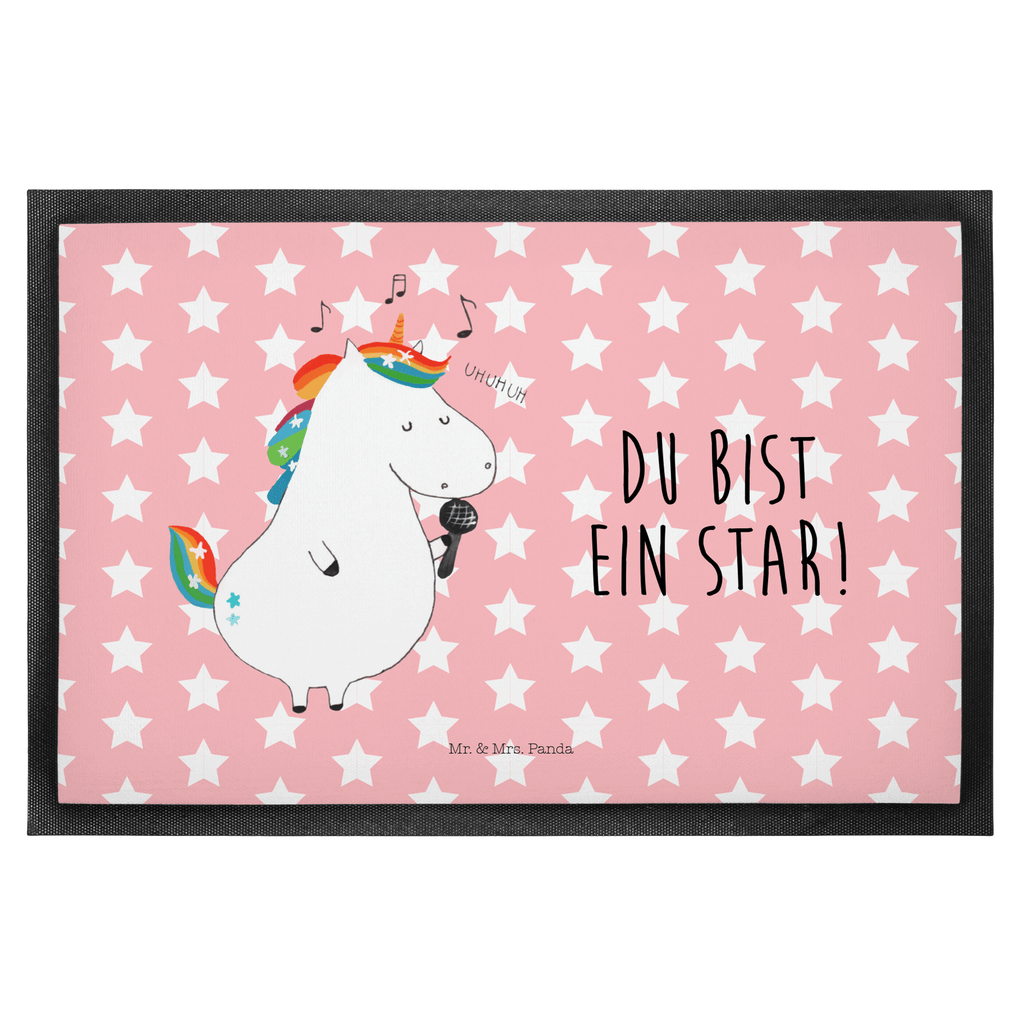 Fußmatte Einhorn Sänger Türvorleger, Schmutzmatte, Fußabtreter, Matte, Schmutzfänger, Fußabstreifer, Schmutzfangmatte, Türmatte, Motivfußmatte, Haustürmatte, Vorleger, Einhorn, Einhörner, Einhorn Deko, Pegasus, Unicorn, Glitzer, Konfetti, Party, Geburtstag, Feier, Fest, Disco, Sängerin, Sänger, Freundin