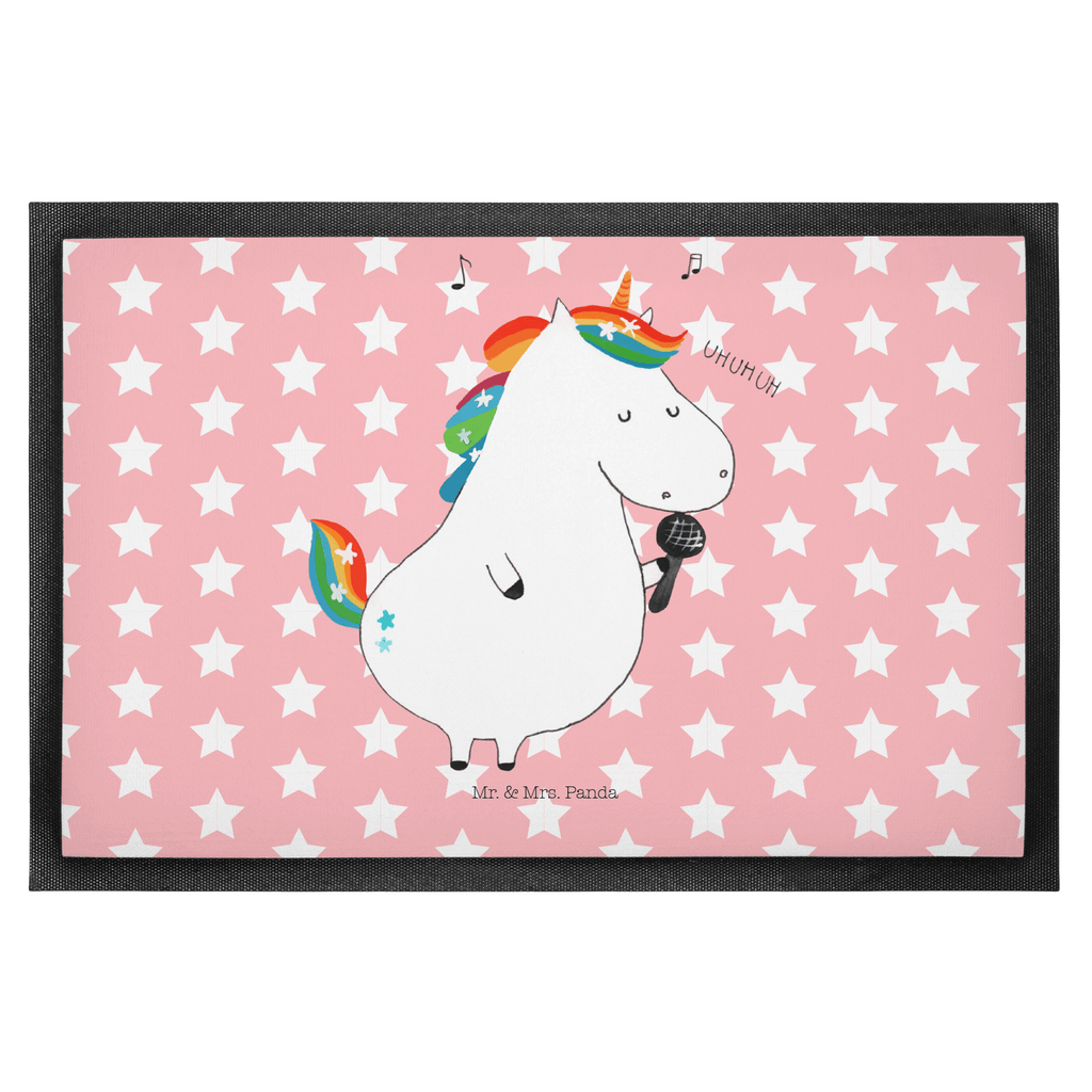 Fußmatte Einhorn Sänger Türvorleger, Schmutzmatte, Fußabtreter, Matte, Schmutzfänger, Fußabstreifer, Schmutzfangmatte, Türmatte, Motivfußmatte, Haustürmatte, Vorleger, Einhorn, Einhörner, Einhorn Deko, Pegasus, Unicorn, Glitzer, Konfetti, Party, Geburtstag, Feier, Fest, Disco, Sängerin, Sänger, Freundin