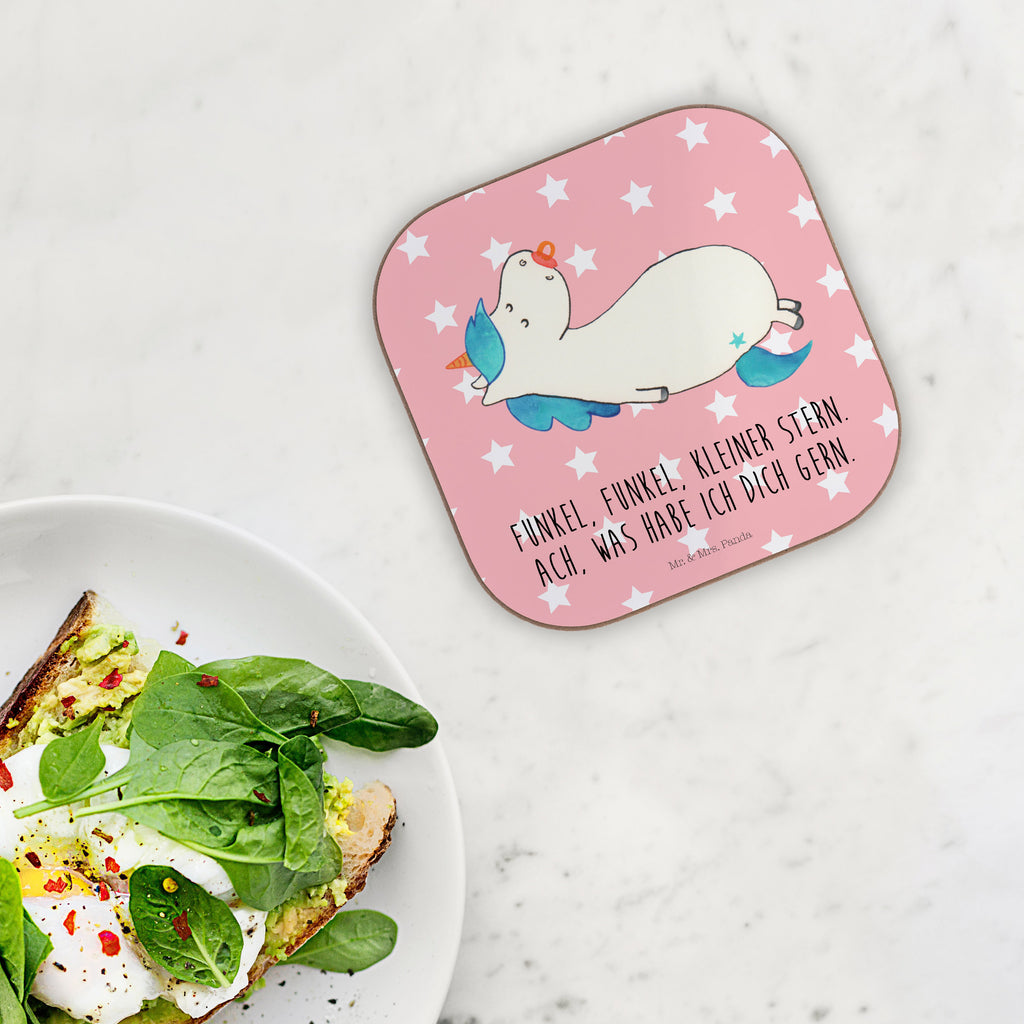 Quadratische Untersetzer Einhorn Schnullie Bierdeckel, Glasuntersetzer, Untersetzer Gläser, Getränkeuntersetzer, Einhorn, Einhörner, Einhorn Deko, Pegasus, Unicorn, Baby, Kleinkind, Geburt, Geburtstag, Säugling, Schnuller, Geschenk Geburt, Mutter, Mama