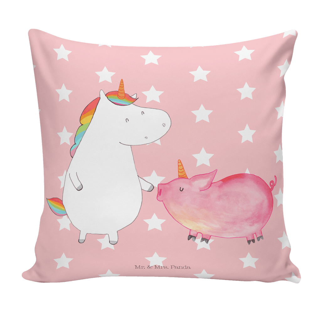 40x40 Kissen Einhorn + Schweinhorn Kissenhülle, Kopfkissen, Sofakissen, Dekokissen, Motivkissen, Einhorn, Einhörner, Einhorn Deko, Pegasus, Unicorn, Freundschaft, Schweinhorn, Schwein, Freundin, Schweinchen