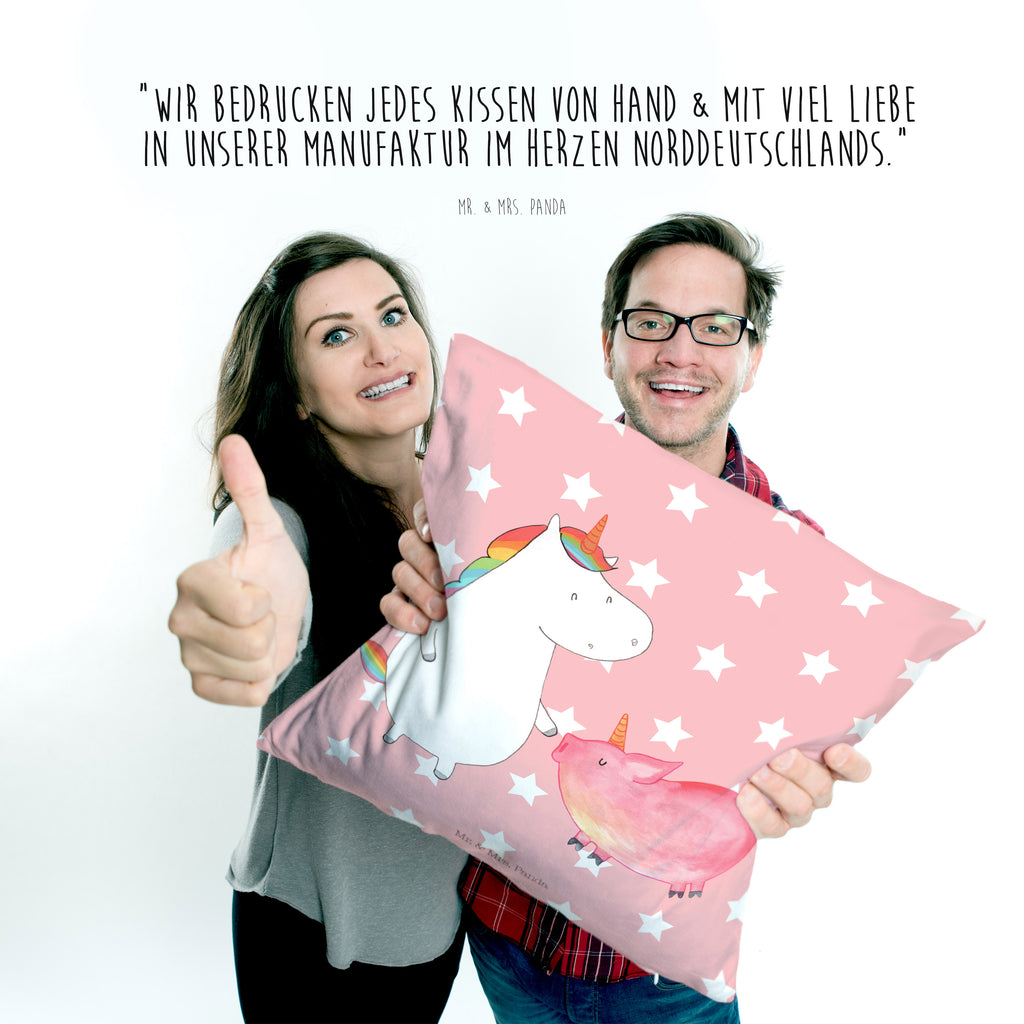 40x40 Kissen Einhorn + Schweinhorn Kissenhülle, Kopfkissen, Sofakissen, Dekokissen, Motivkissen, Einhorn, Einhörner, Einhorn Deko, Pegasus, Unicorn, Freundschaft, Schweinhorn, Schwein, Freundin, Schweinchen