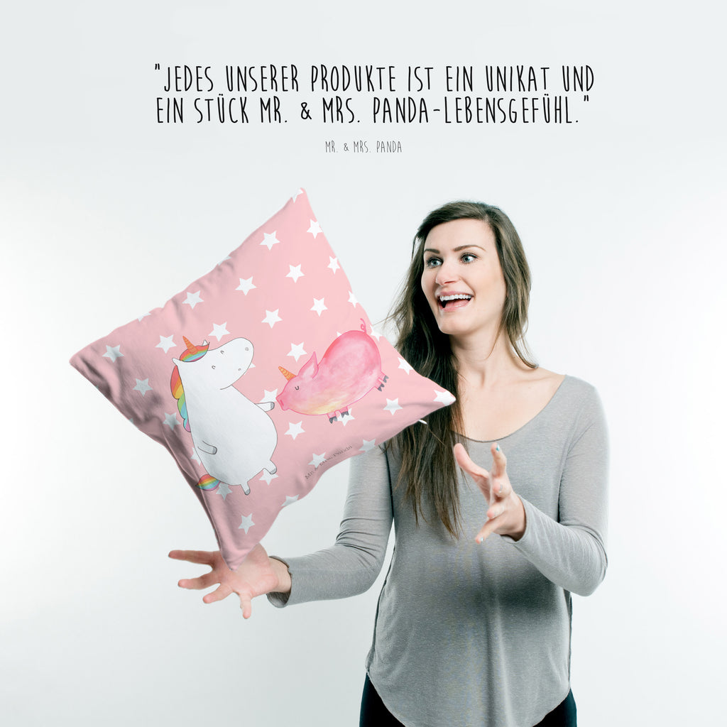 40x40 Kissen Einhorn + Schweinhorn Kissenhülle, Kopfkissen, Sofakissen, Dekokissen, Motivkissen, Einhorn, Einhörner, Einhorn Deko, Pegasus, Unicorn, Freundschaft, Schweinhorn, Schwein, Freundin, Schweinchen