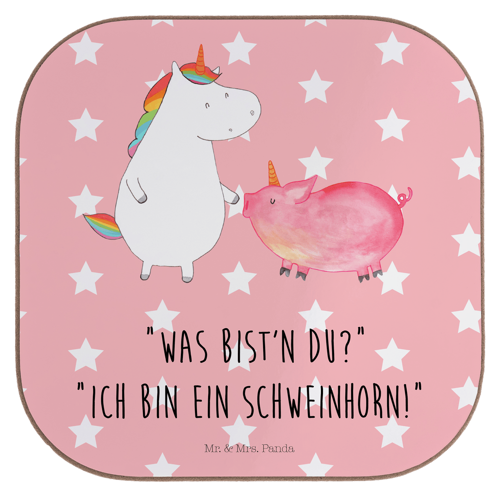 Quadratische Untersetzer Einhorn + Schweinhorn Bierdeckel, Glasuntersetzer, Untersetzer Gläser, Getränkeuntersetzer, Einhorn, Einhörner, Einhorn Deko, Pegasus, Unicorn, Freundschaft, Schweinhorn, Schwein, Freundin, Schweinchen