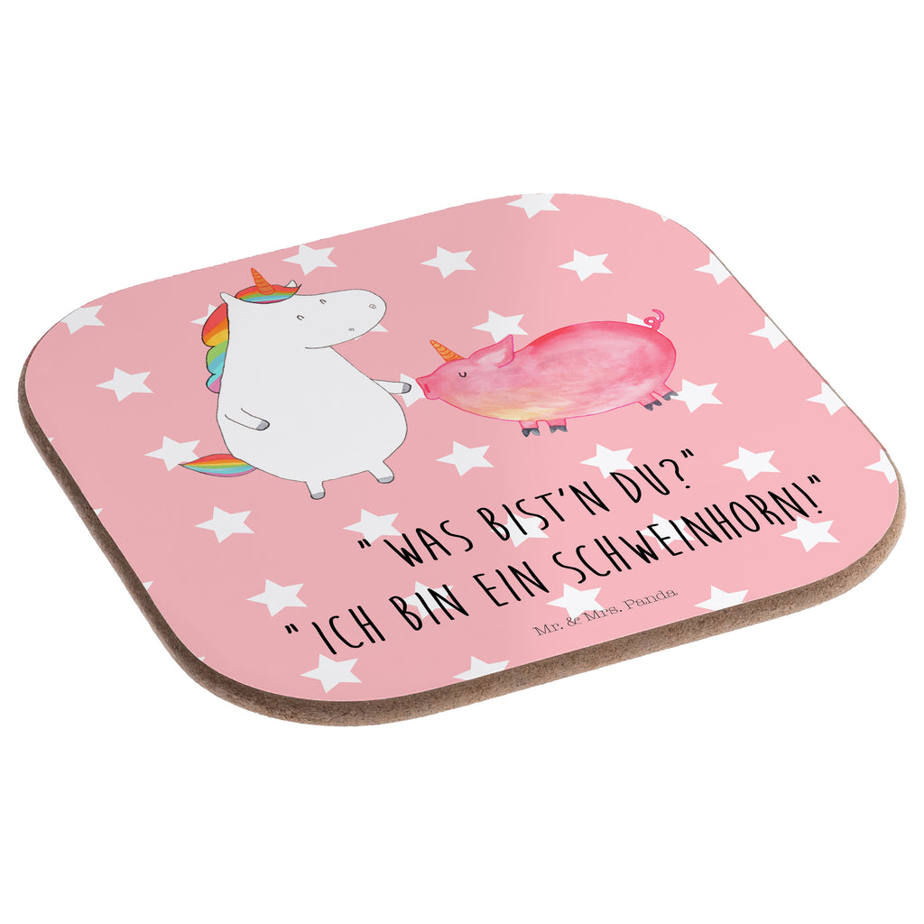 Quadratische Untersetzer Einhorn + Schweinhorn Bierdeckel, Glasuntersetzer, Untersetzer Gläser, Getränkeuntersetzer, Einhorn, Einhörner, Einhorn Deko, Pegasus, Unicorn, Freundschaft, Schweinhorn, Schwein, Freundin, Schweinchen