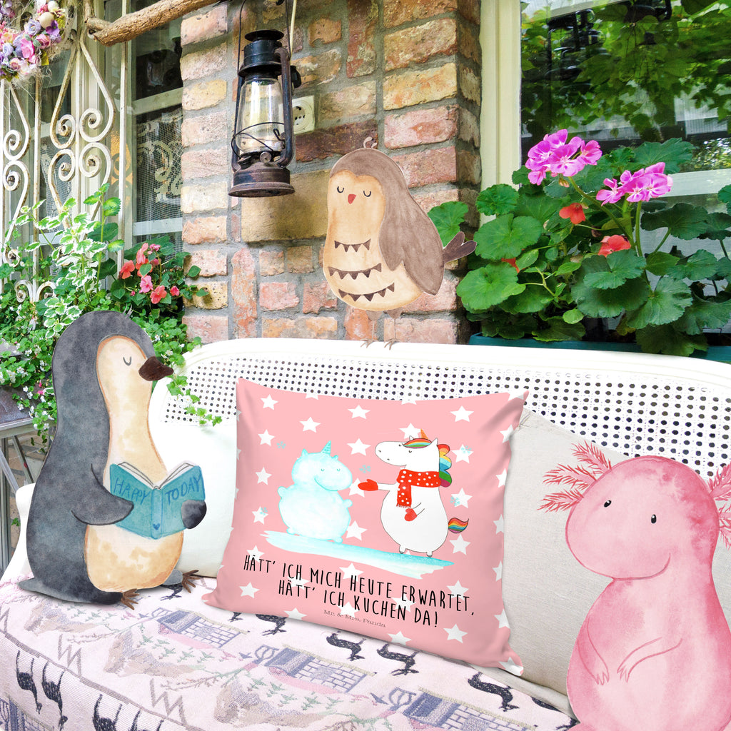 40x40 Kissen Einhorn Schneemann Kissenhülle, Kopfkissen, Sofakissen, Dekokissen, Motivkissen, Einhorn, Einhörner, Einhorn Deko, Pegasus, Unicorn, Schneemann, Winter, Schnee, Kuchen, Weihnachten, kalt, Mütze, Handschuhe, X-Mas