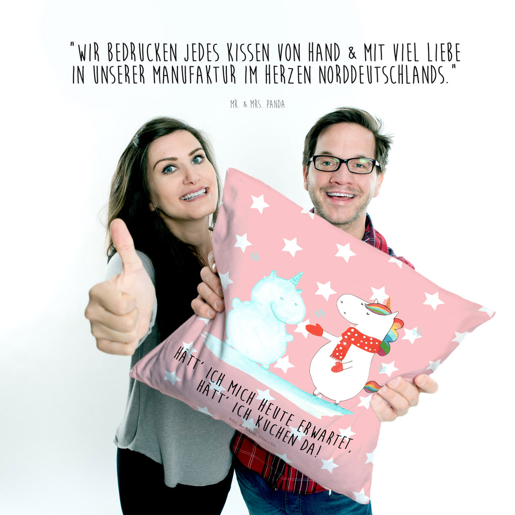 40x40 Kissen Einhorn Schneemann Kissenhülle, Kopfkissen, Sofakissen, Dekokissen, Motivkissen, Einhorn, Einhörner, Einhorn Deko, Pegasus, Unicorn, Schneemann, Winter, Schnee, Kuchen, Weihnachten, kalt, Mütze, Handschuhe, X-Mas