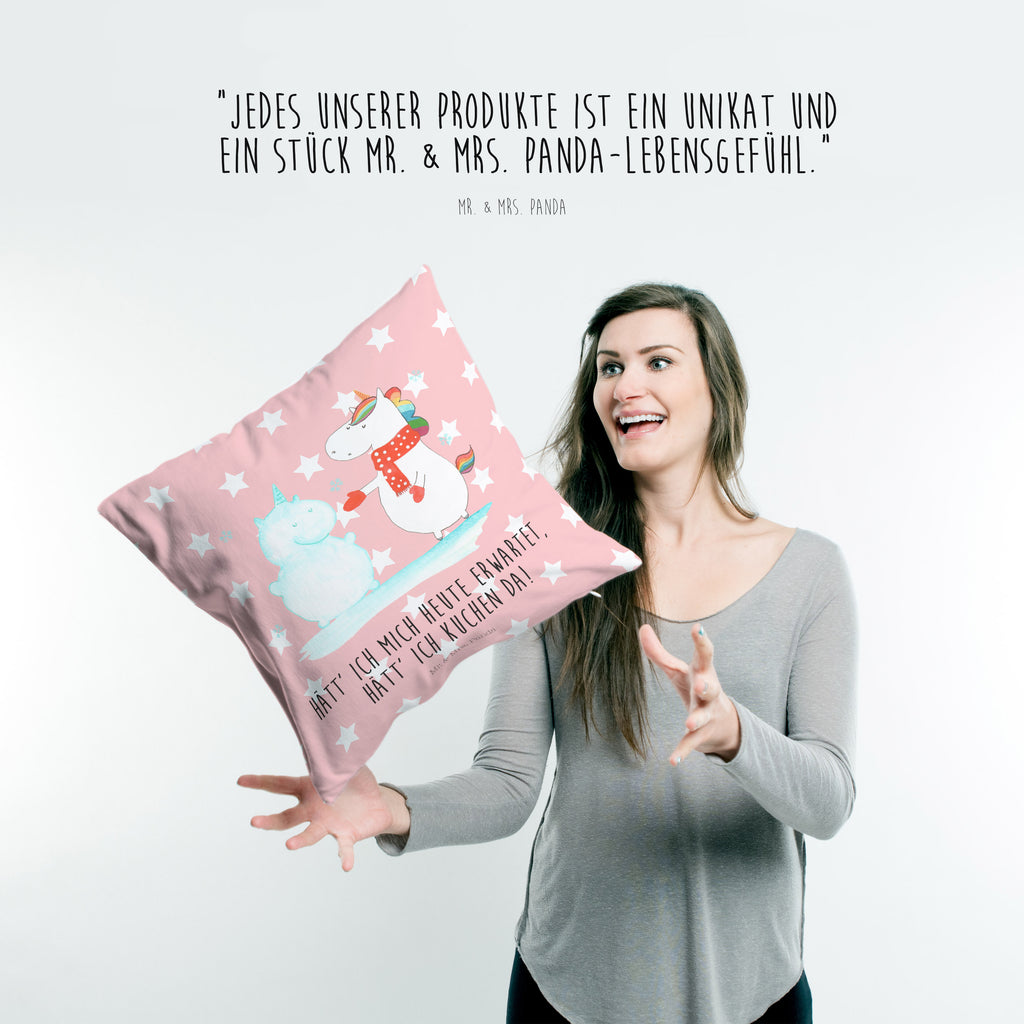 40x40 Kissen Einhorn Schneemann Kissenhülle, Kopfkissen, Sofakissen, Dekokissen, Motivkissen, Einhorn, Einhörner, Einhorn Deko, Pegasus, Unicorn, Schneemann, Winter, Schnee, Kuchen, Weihnachten, kalt, Mütze, Handschuhe, X-Mas