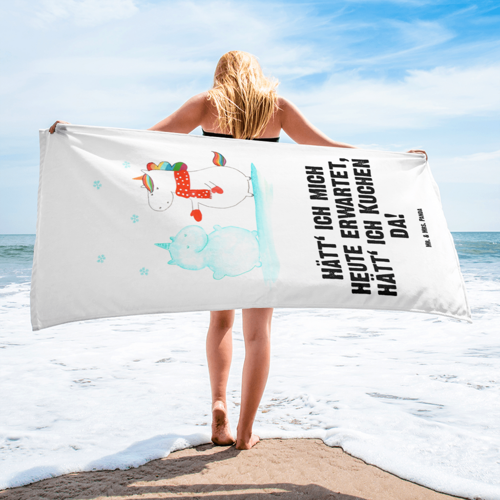 XL Badehandtuch Einhorn Schneemann Handtuch, Badetuch, Duschtuch, Strandtuch, Saunatuch, Einhorn, Einhörner, Einhorn Deko, Pegasus, Unicorn, Schneemann, Winter, Schnee, Kuchen, Weihnachten, kalt, Mütze, Handschuhe, X-Mas
