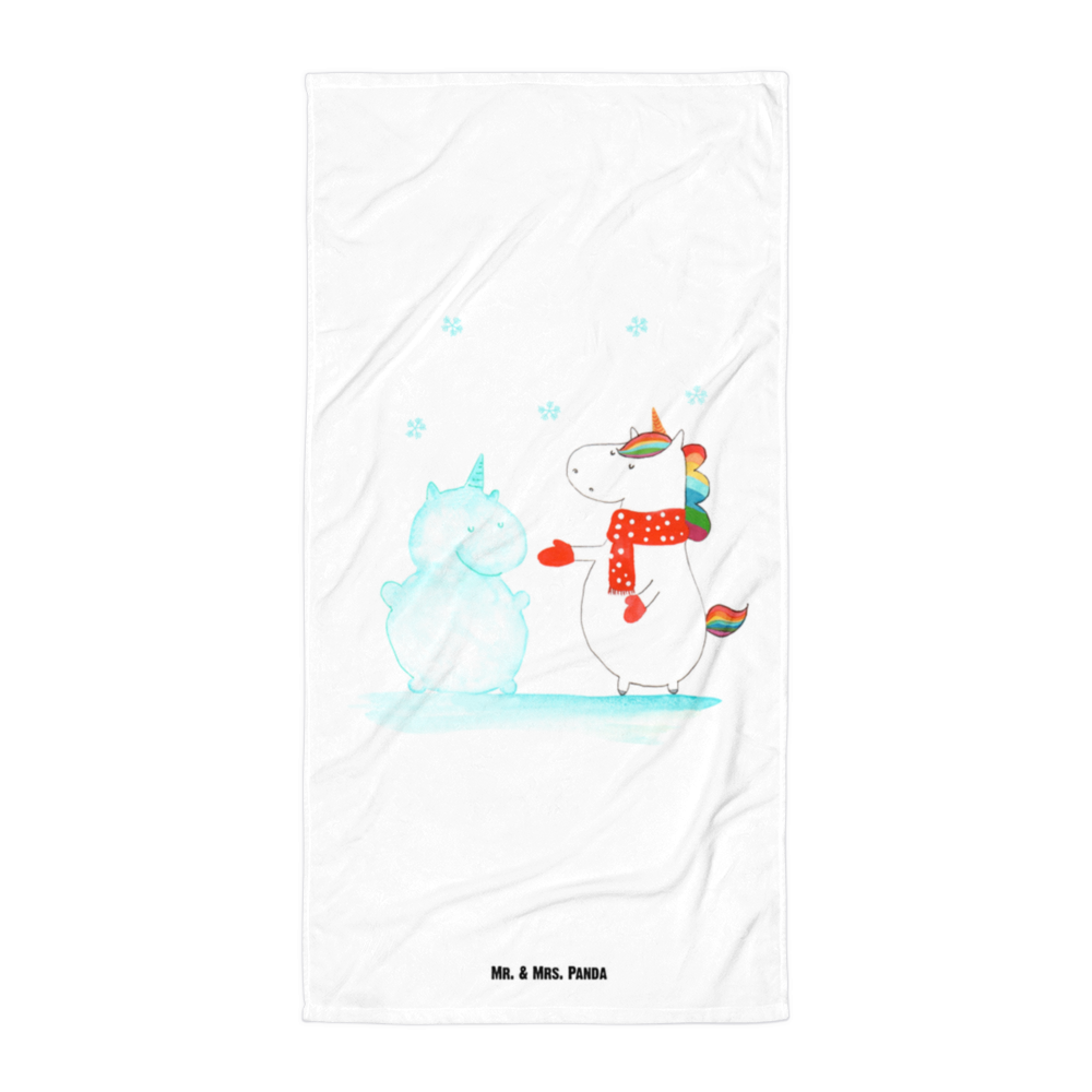 XL Badehandtuch Einhorn Schneemann Handtuch, Badetuch, Duschtuch, Strandtuch, Saunatuch, Einhorn, Einhörner, Einhorn Deko, Pegasus, Unicorn, Schneemann, Winter, Schnee, Kuchen, Weihnachten, kalt, Mütze, Handschuhe, X-Mas