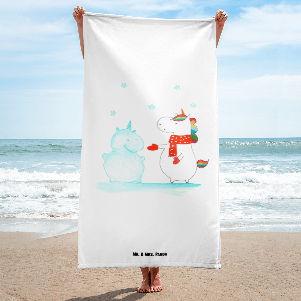 XL Badehandtuch Einhorn Schneemann Handtuch, Badetuch, Duschtuch, Strandtuch, Saunatuch, Einhorn, Einhörner, Einhorn Deko, Pegasus, Unicorn, Schneemann, Winter, Schnee, Kuchen, Weihnachten, kalt, Mütze, Handschuhe, X-Mas