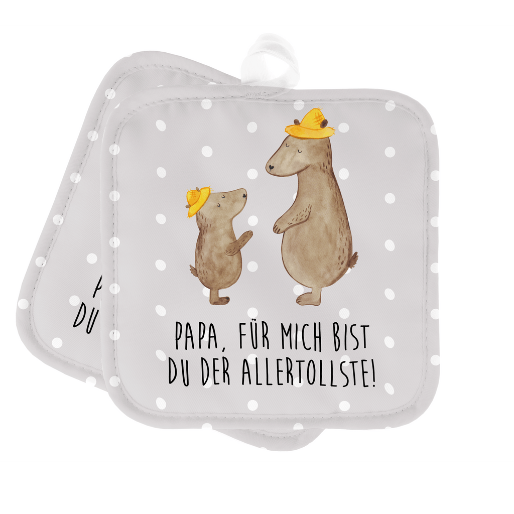 2er Set Topflappen  Bären mit Hut Topflappen, Topfuntersetzer, Ofenhandschuh, Topflappen Set, Topflappen lustig, Topflappen mit Spruch, Familie, Vatertag, Muttertag, Bruder, Schwester, Mama, Papa, Oma, Opa, Bär, Bären, Vater, Papi, Paps, Dad, Daddy, Lieblingsmensch, Sohn, Söhne, Kind, Kinder, Vater-Sohn, Family, Vorbild