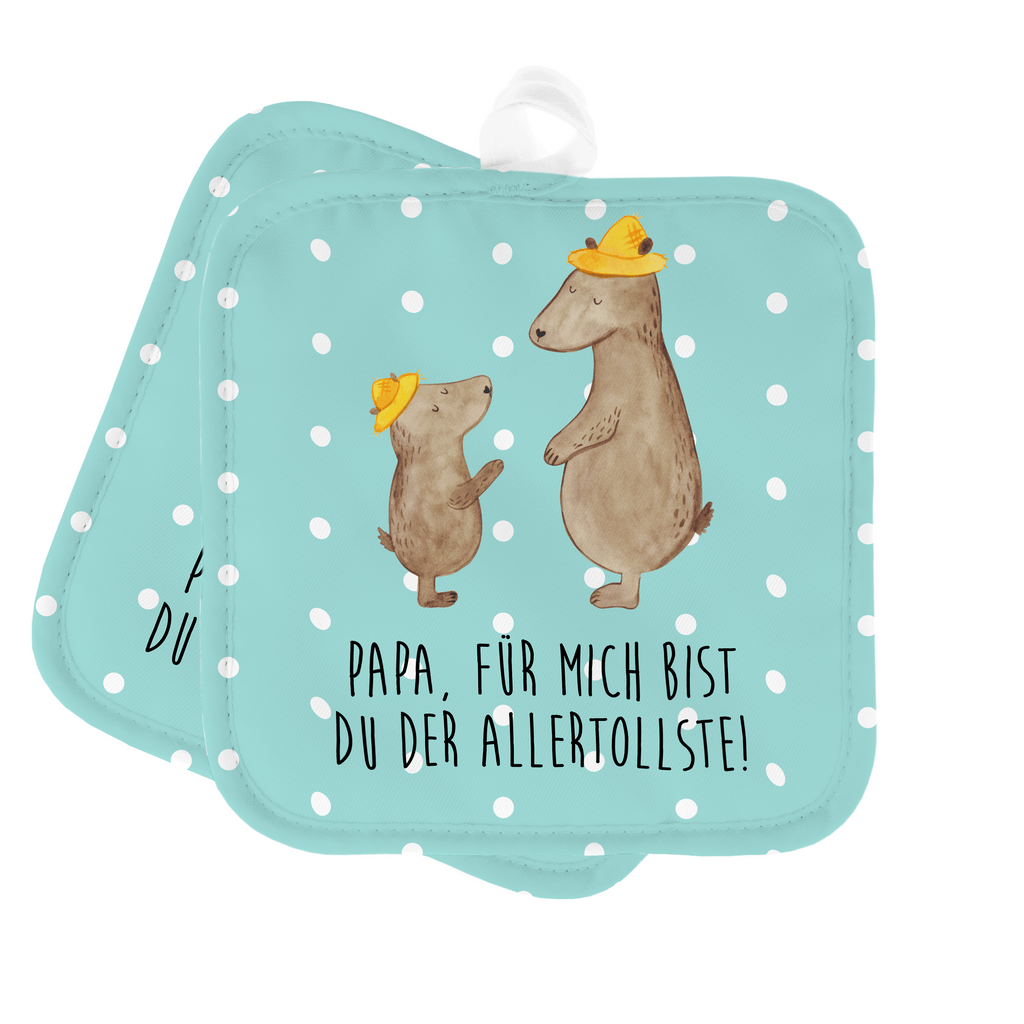 2er Set Topflappen  Bären mit Hut Topflappen, Topfuntersetzer, Ofenhandschuh, Topflappen Set, Topflappen lustig, Topflappen mit Spruch, Familie, Vatertag, Muttertag, Bruder, Schwester, Mama, Papa, Oma, Opa, Bär, Bären, Vater, Papi, Paps, Dad, Daddy, Lieblingsmensch, Sohn, Söhne, Kind, Kinder, Vater-Sohn, Family, Vorbild