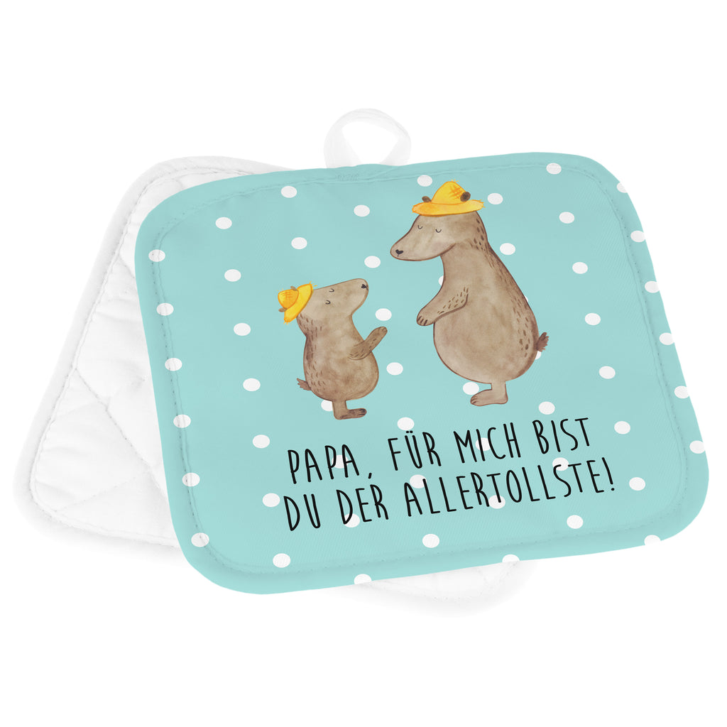 2er Set Topflappen  Bären mit Hut Topflappen, Topfuntersetzer, Ofenhandschuh, Topflappen Set, Topflappen lustig, Topflappen mit Spruch, Familie, Vatertag, Muttertag, Bruder, Schwester, Mama, Papa, Oma, Opa, Bär, Bären, Vater, Papi, Paps, Dad, Daddy, Lieblingsmensch, Sohn, Söhne, Kind, Kinder, Vater-Sohn, Family, Vorbild
