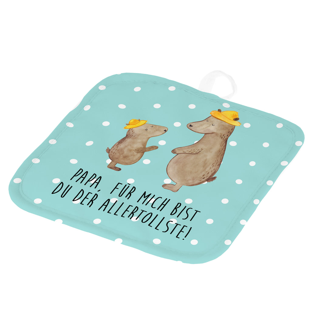 2er Set Topflappen  Bären mit Hut Topflappen, Topfuntersetzer, Ofenhandschuh, Topflappen Set, Topflappen lustig, Topflappen mit Spruch, Familie, Vatertag, Muttertag, Bruder, Schwester, Mama, Papa, Oma, Opa, Bär, Bären, Vater, Papi, Paps, Dad, Daddy, Lieblingsmensch, Sohn, Söhne, Kind, Kinder, Vater-Sohn, Family, Vorbild