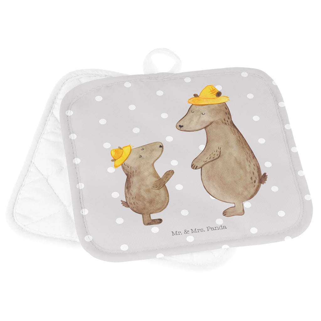 2er Set Topflappen  Bären mit Hut Topflappen, Topfuntersetzer, Ofenhandschuh, Topflappen Set, Topflappen lustig, Topflappen mit Spruch, Familie, Vatertag, Muttertag, Bruder, Schwester, Mama, Papa, Oma, Opa, Bär, Bären, Vater, Papi, Paps, Dad, Daddy, Lieblingsmensch, Sohn, Söhne, Kind, Kinder, Vater-Sohn, Family, Vorbild
