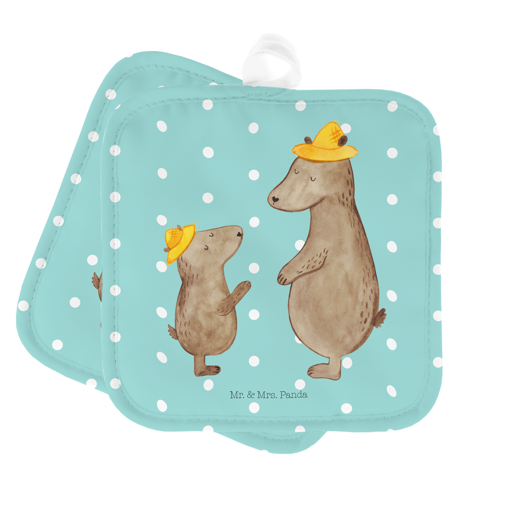 2er Set Topflappen  Bären mit Hut Topflappen, Topfuntersetzer, Ofenhandschuh, Topflappen Set, Topflappen lustig, Topflappen mit Spruch, Familie, Vatertag, Muttertag, Bruder, Schwester, Mama, Papa, Oma, Opa, Bär, Bären, Vater, Papi, Paps, Dad, Daddy, Lieblingsmensch, Sohn, Söhne, Kind, Kinder, Vater-Sohn, Family, Vorbild