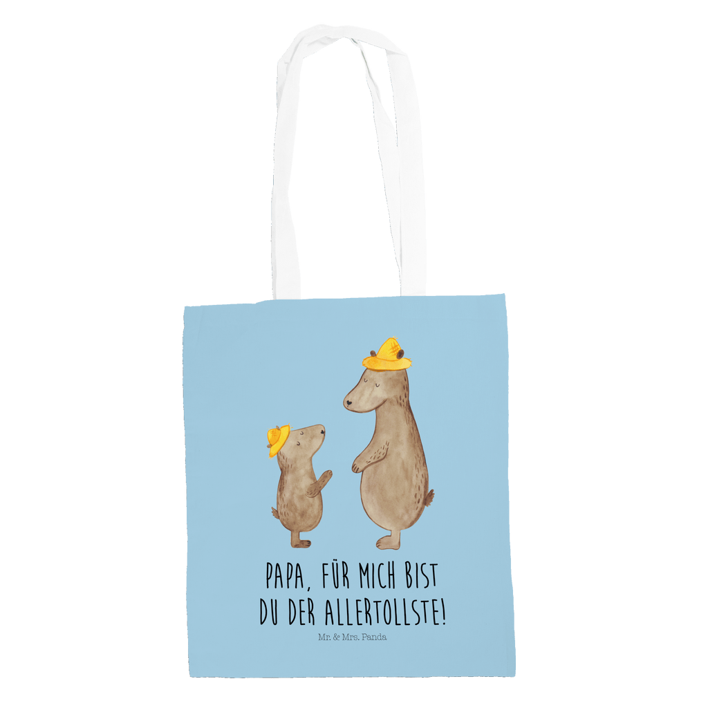 Tragetasche Bären mit Hut Beuteltasche, Beutel, Einkaufstasche, Jutebeutel, Stoffbeutel, Familie, Vatertag, Muttertag, Bruder, Schwester, Mama, Papa, Oma, Opa, Bär, Bären, Vater, Papi, Paps, Dad, Daddy, Lieblingsmensch, Sohn, Söhne, Kind, Kinder, Vater-Sohn, Family, Vorbild