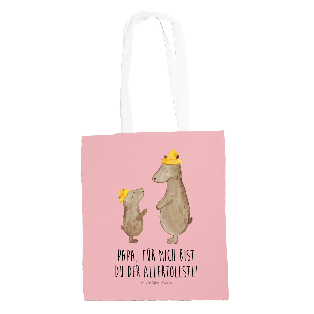 Tragetasche Bären mit Hut Beuteltasche, Beutel, Einkaufstasche, Jutebeutel, Stoffbeutel, Familie, Vatertag, Muttertag, Bruder, Schwester, Mama, Papa, Oma, Opa, Bär, Bären, Vater, Papi, Paps, Dad, Daddy, Lieblingsmensch, Sohn, Söhne, Kind, Kinder, Vater-Sohn, Family, Vorbild