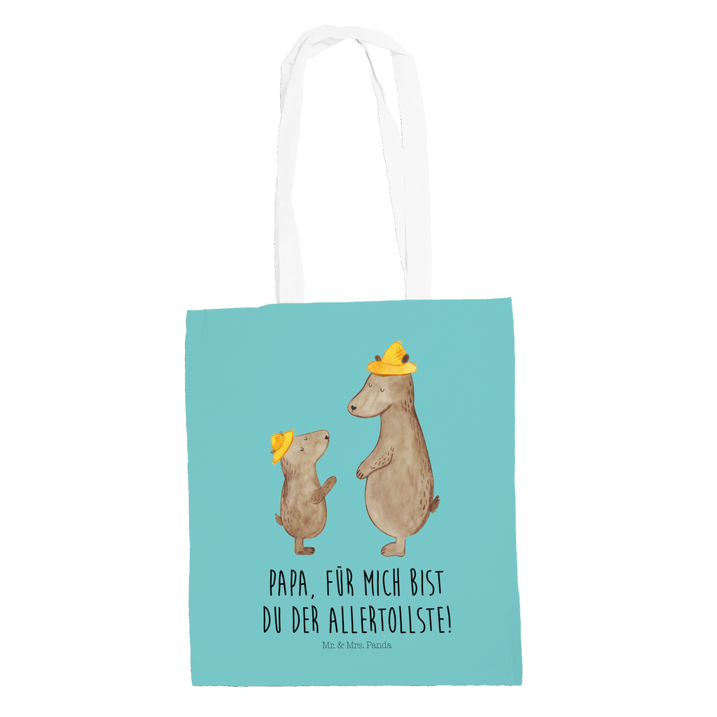 Tragetasche Bären mit Hut Beuteltasche, Beutel, Einkaufstasche, Jutebeutel, Stoffbeutel, Familie, Vatertag, Muttertag, Bruder, Schwester, Mama, Papa, Oma, Opa, Bär, Bären, Vater, Papi, Paps, Dad, Daddy, Lieblingsmensch, Sohn, Söhne, Kind, Kinder, Vater-Sohn, Family, Vorbild
