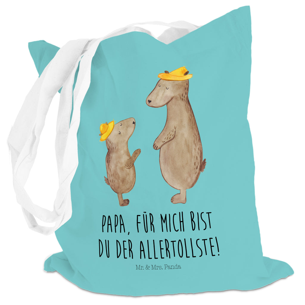 Tragetasche Bären mit Hut Beuteltasche, Beutel, Einkaufstasche, Jutebeutel, Stoffbeutel, Familie, Vatertag, Muttertag, Bruder, Schwester, Mama, Papa, Oma, Opa, Bär, Bären, Vater, Papi, Paps, Dad, Daddy, Lieblingsmensch, Sohn, Söhne, Kind, Kinder, Vater-Sohn, Family, Vorbild