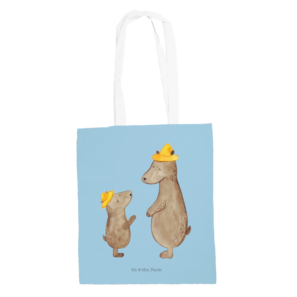Tragetasche Bären mit Hut Beuteltasche, Beutel, Einkaufstasche, Jutebeutel, Stoffbeutel, Familie, Vatertag, Muttertag, Bruder, Schwester, Mama, Papa, Oma, Opa, Bär, Bären, Vater, Papi, Paps, Dad, Daddy, Lieblingsmensch, Sohn, Söhne, Kind, Kinder, Vater-Sohn, Family, Vorbild