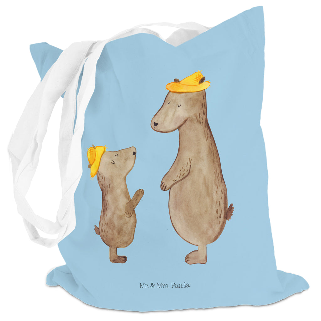 Tragetasche Bären mit Hut Beuteltasche, Beutel, Einkaufstasche, Jutebeutel, Stoffbeutel, Familie, Vatertag, Muttertag, Bruder, Schwester, Mama, Papa, Oma, Opa, Bär, Bären, Vater, Papi, Paps, Dad, Daddy, Lieblingsmensch, Sohn, Söhne, Kind, Kinder, Vater-Sohn, Family, Vorbild