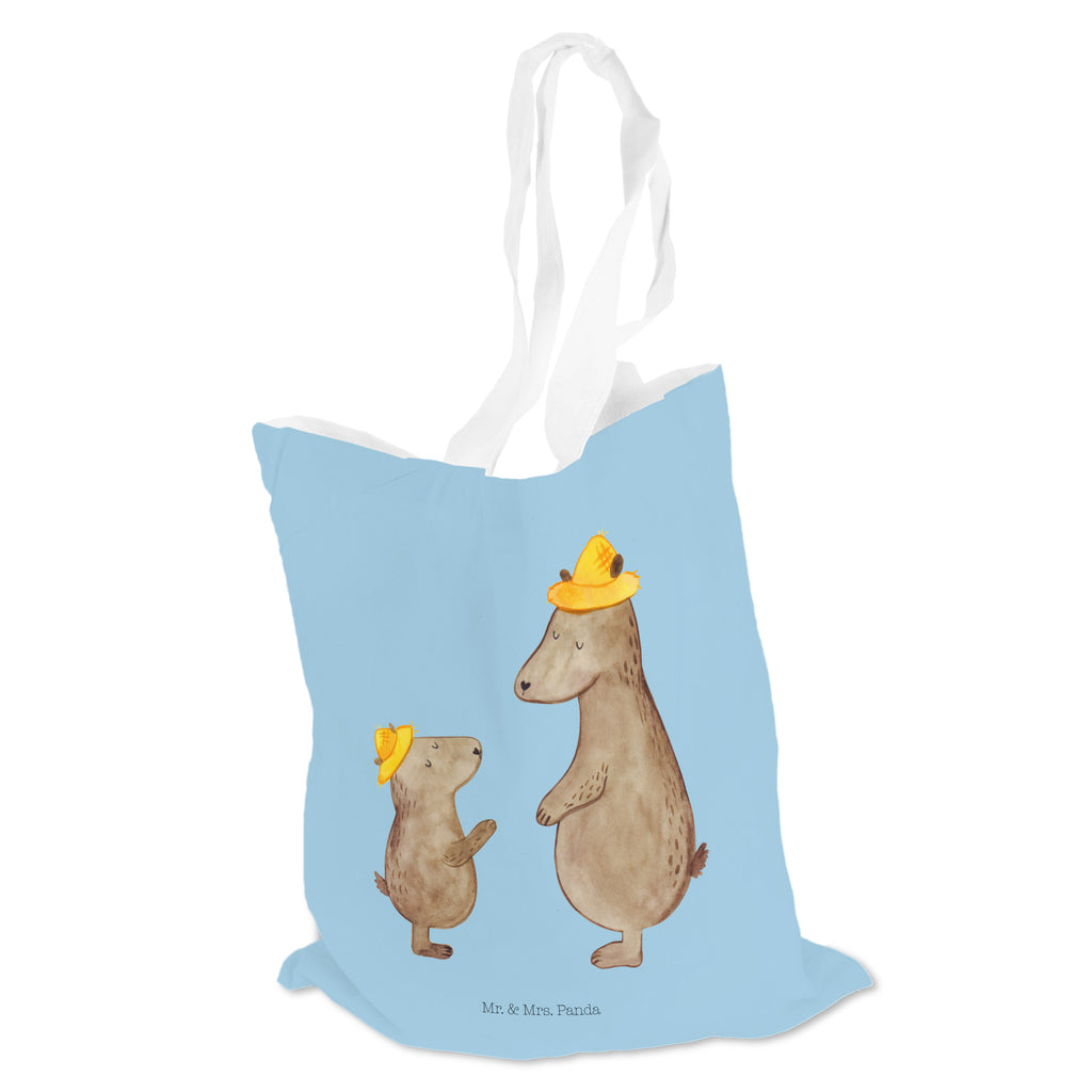 Tragetasche Bären mit Hut Beuteltasche, Beutel, Einkaufstasche, Jutebeutel, Stoffbeutel, Familie, Vatertag, Muttertag, Bruder, Schwester, Mama, Papa, Oma, Opa, Bär, Bären, Vater, Papi, Paps, Dad, Daddy, Lieblingsmensch, Sohn, Söhne, Kind, Kinder, Vater-Sohn, Family, Vorbild