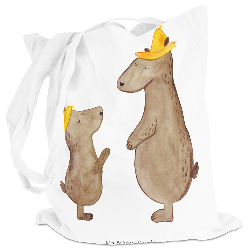 Tragetasche Bären mit Hut Beuteltasche, Beutel, Einkaufstasche, Jutebeutel, Stoffbeutel, Familie, Vatertag, Muttertag, Bruder, Schwester, Mama, Papa, Oma, Opa, Bär, Bären, Vater, Papi, Paps, Dad, Daddy, Lieblingsmensch, Sohn, Söhne, Kind, Kinder, Vater-Sohn, Family, Vorbild