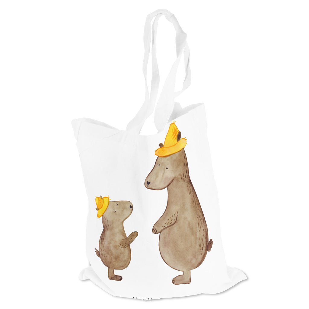 Tragetasche Bären mit Hut Beuteltasche, Beutel, Einkaufstasche, Jutebeutel, Stoffbeutel, Familie, Vatertag, Muttertag, Bruder, Schwester, Mama, Papa, Oma, Opa, Bär, Bären, Vater, Papi, Paps, Dad, Daddy, Lieblingsmensch, Sohn, Söhne, Kind, Kinder, Vater-Sohn, Family, Vorbild