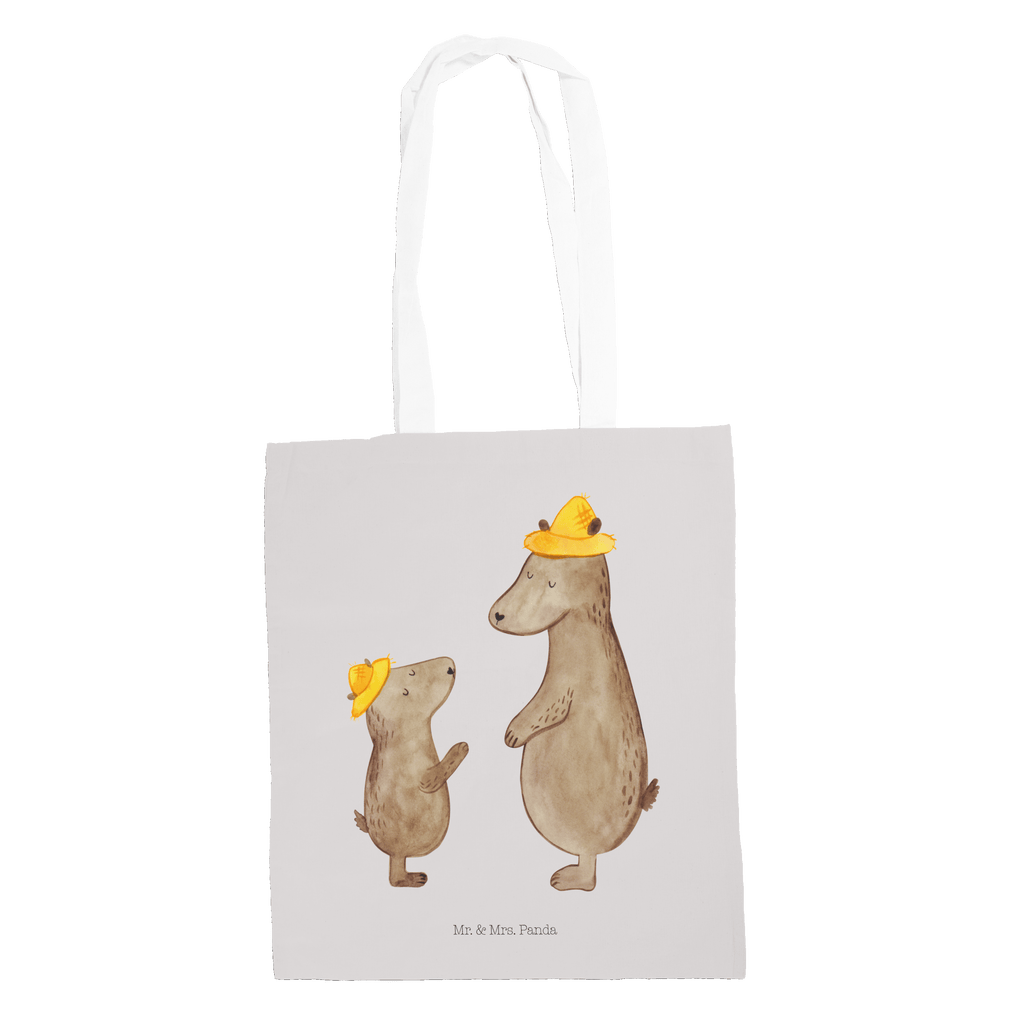 Tragetasche Bären mit Hut Beuteltasche, Beutel, Einkaufstasche, Jutebeutel, Stoffbeutel, Familie, Vatertag, Muttertag, Bruder, Schwester, Mama, Papa, Oma, Opa, Bär, Bären, Vater, Papi, Paps, Dad, Daddy, Lieblingsmensch, Sohn, Söhne, Kind, Kinder, Vater-Sohn, Family, Vorbild