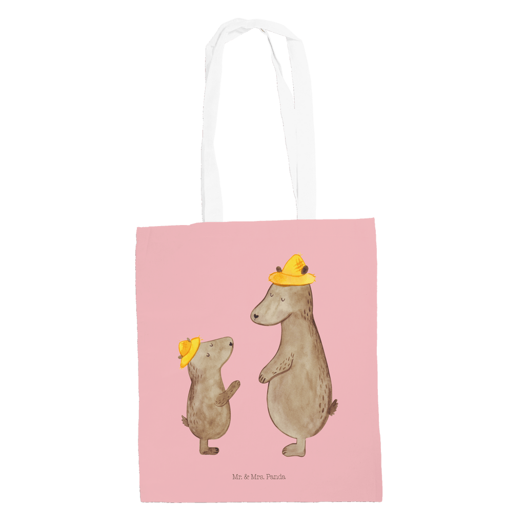 Tragetasche Bären mit Hut Beuteltasche, Beutel, Einkaufstasche, Jutebeutel, Stoffbeutel, Familie, Vatertag, Muttertag, Bruder, Schwester, Mama, Papa, Oma, Opa, Bär, Bären, Vater, Papi, Paps, Dad, Daddy, Lieblingsmensch, Sohn, Söhne, Kind, Kinder, Vater-Sohn, Family, Vorbild