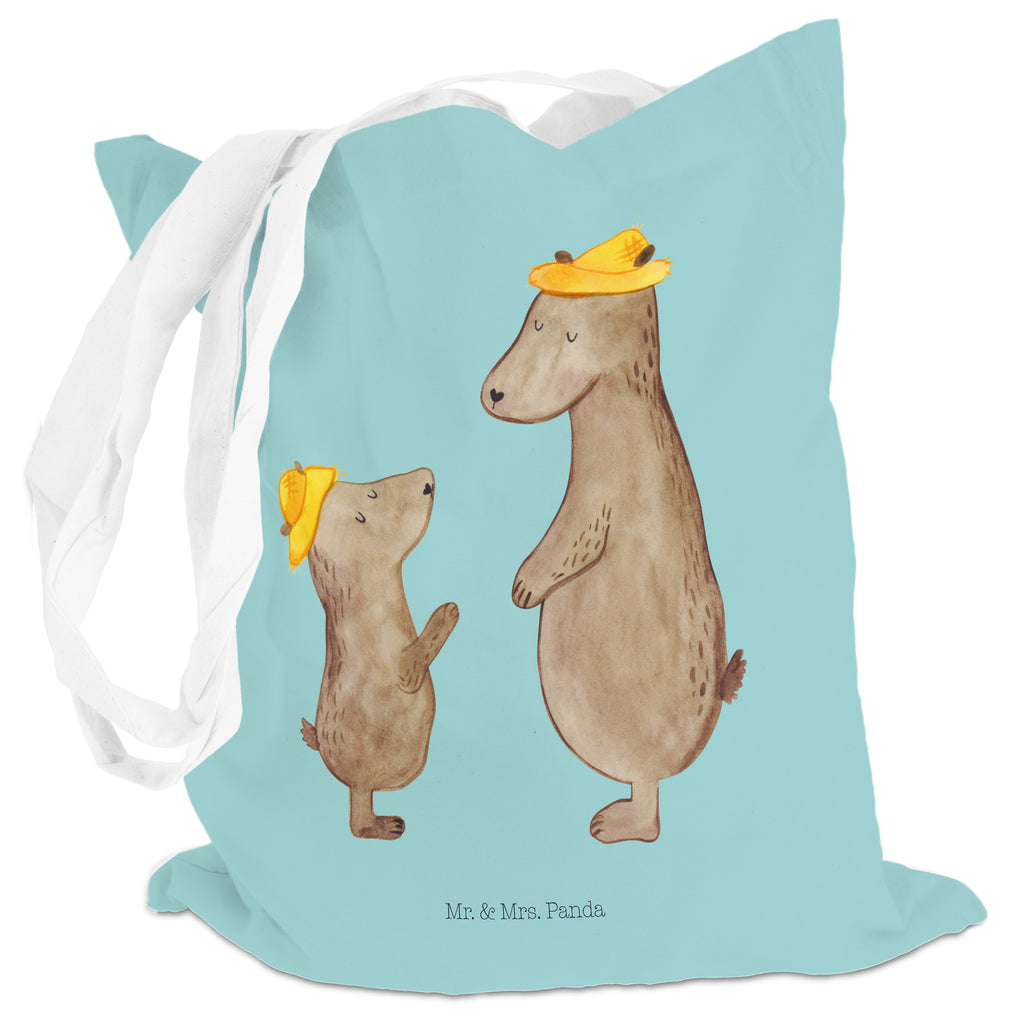 Tragetasche Bären mit Hut Beuteltasche, Beutel, Einkaufstasche, Jutebeutel, Stoffbeutel, Familie, Vatertag, Muttertag, Bruder, Schwester, Mama, Papa, Oma, Opa, Bär, Bären, Vater, Papi, Paps, Dad, Daddy, Lieblingsmensch, Sohn, Söhne, Kind, Kinder, Vater-Sohn, Family, Vorbild